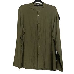 Eskandar Top Linen Long Sleeve Button Up lagenlook Tunic Minimalist Womens  SZ 0